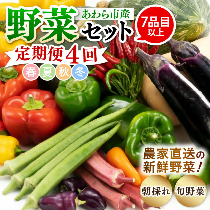 ＜定期便 4回＞ 新鮮野菜セット 1箱 7品目以上 【春 夏 秋 冬 発送】／ 季節 野菜 ボックス BOX セット セレクト 農家 おまかせ 多品目 旬 詰め合わせ 根菜 葉物