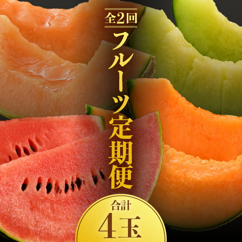 【先行予約】メディアで紹介！今話題のレノン！《定期便全2回》佐藤農園のフルーツ定期便 朝採り 計4玉（小玉スイカ・マルセイユメロン・レノンメロン・ペルルメロン）農家直送 秀品 お届け！※2026年6月上旬より順次発送