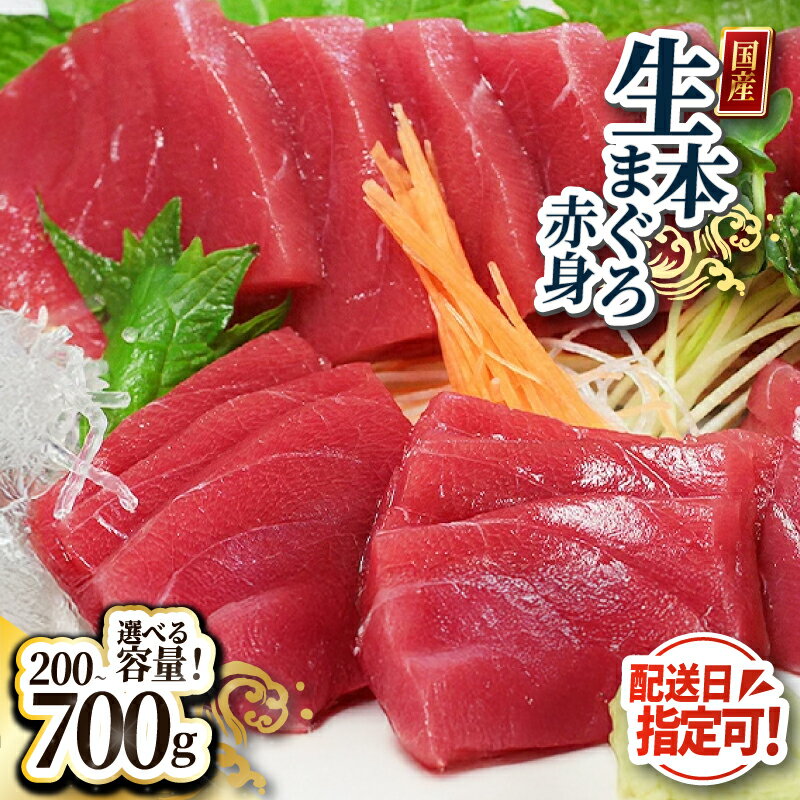 【冷蔵・指定日着可】国産 生本マグロ 赤身 200g〜700g（柵どり/ 送料 無料 福井県 越前市 鮪 冷蔵 未冷凍 生まぐろ 生マグロ 本鮪 新鮮 お刺身 おさしみ お造り 切り身 切身 海鮮 海鮮丼 まぐろ丼 発送時期が選べる (18209）