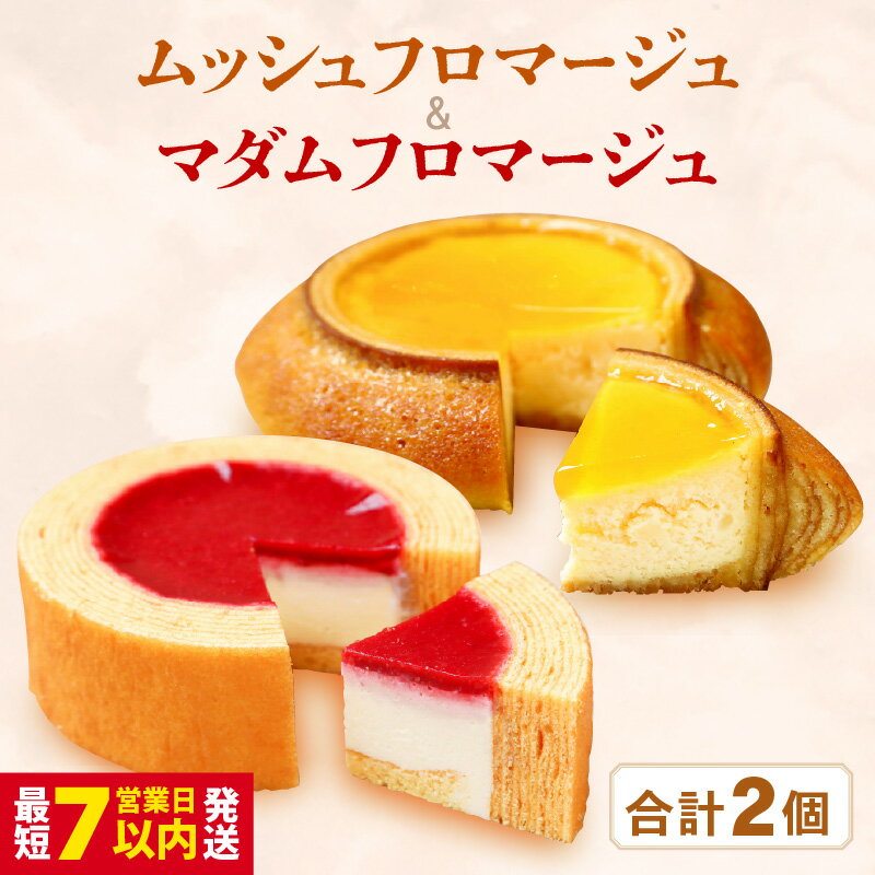 2種のバウムに2種のチーズケーキが入った新感覚スイーツ2個セット ムッシュフロマージュ〜ベイクドチーズinハードバウム〜＆マダムフロマージュ 〜レアチーズinソフトバウム〜計2個 【スイーツ 洋菓子 ギフト】