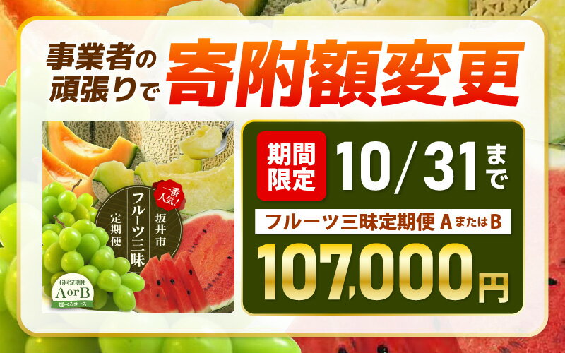 【ふるさと納税】【先行予約】【定期便 6回コース】 坂井市フルーツ三昧 ！！定期便【2026年6月上旬以降順次発送開始予定】【 フルーツ定期便 シャインマスカット メロン スイカ 食べ比べ 】 サムネイル3