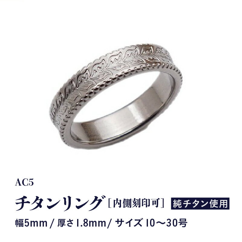 【ふるさと納税】チタンリング / AC5 / ワイド幅5mm / 内側刻印対応 チタン製 日本製 【指輪 リング 刻印 印字 おしゃれ つけっぱなし 軽量】 サムネイル2