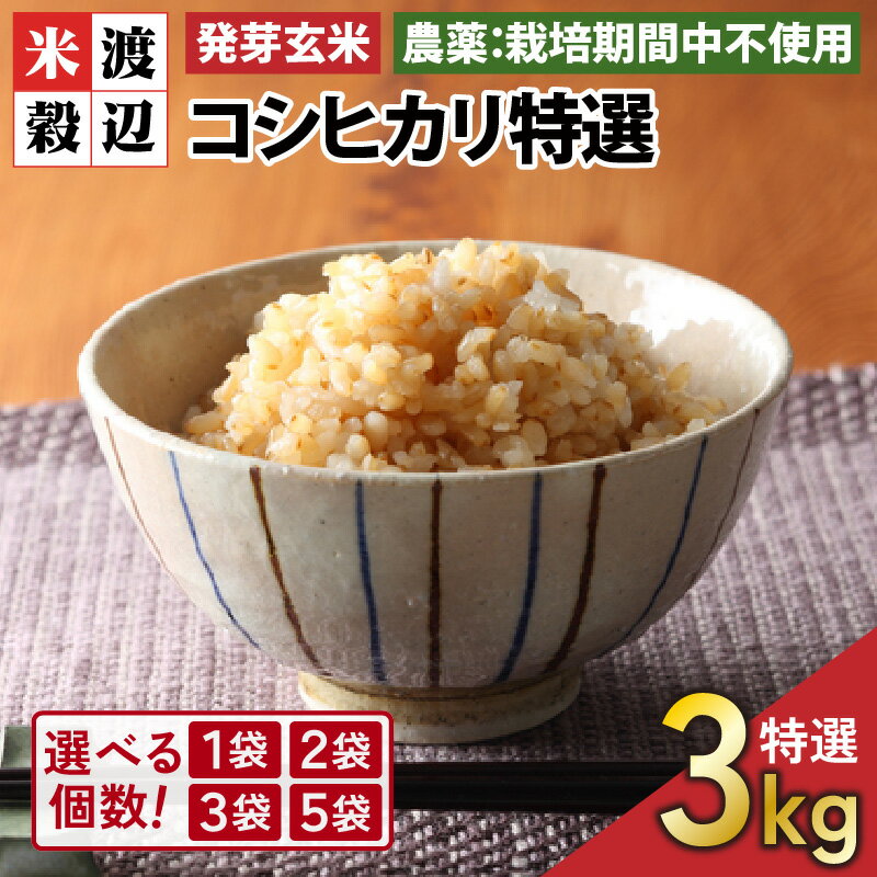 【令和7年産】【発芽玄米】 コシヒカリ「特選」 特別栽培米使用 1袋 / 2袋 / 3袋 / 5袋 (3kg〜15kg) 【選べる個数】【無洗米 米 お米 こしひかり 白米 玄米 ギャバ GABA 特別栽培 食物繊維 栄養 ごはん ご飯 おいしい ふるさと納税米】