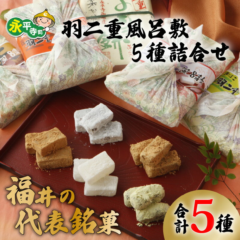 羽二重 風呂敷 5種 50個 詰合せ（ 各種 10個 ） l おもち お餅 菓子 お取り寄せ ご当地 和菓子 スイーツ ギフト 贈答 土産 食べ比べ 福井 銘菓 永平寺町 送料無料 バレンタイン ホワイトデー マエダセイカ