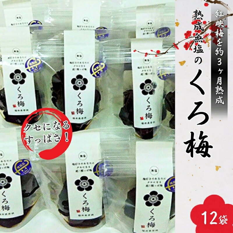とてもすっぱい 熟成無塩の「くろ梅」　12袋セット　紅映梅を使用 梅干し