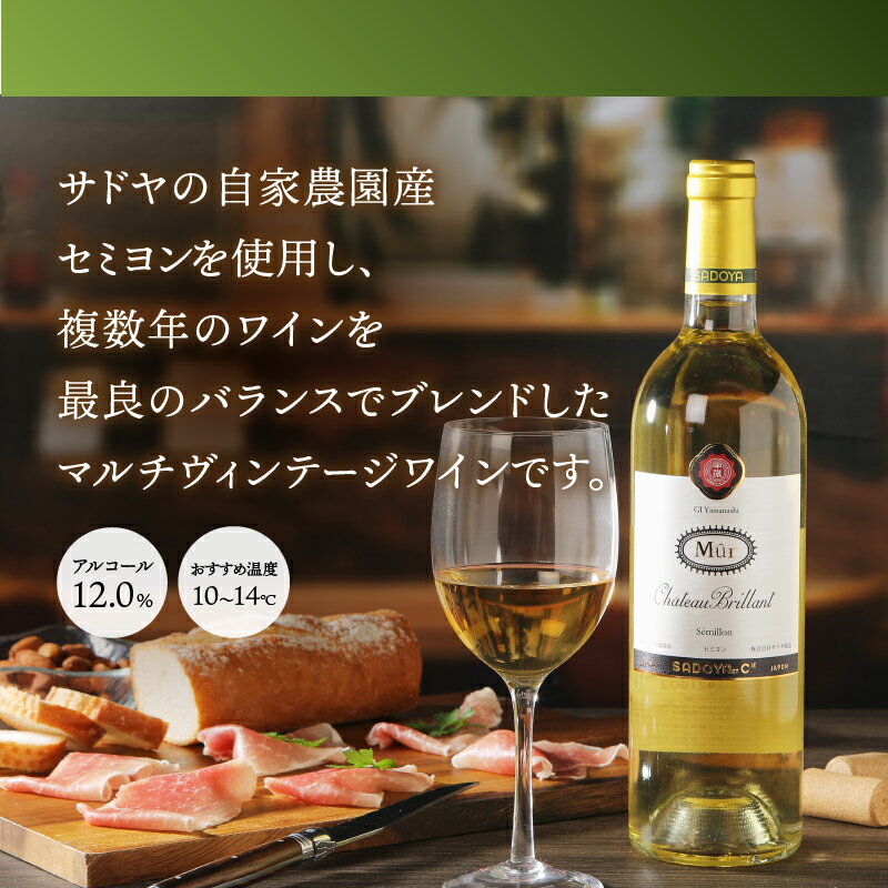 【ふるさと納税】 ワイン シャトーブリヤン サドヤ 山梨 白 フルーティ セカンドラベル 最高峰 辛口 ぶどう セミヨン ホワイトソース料理 お酒 パーティ クリスマス 誕生日 敬老の日 記念日 贈答品 国産 k021-050 サムネイル2