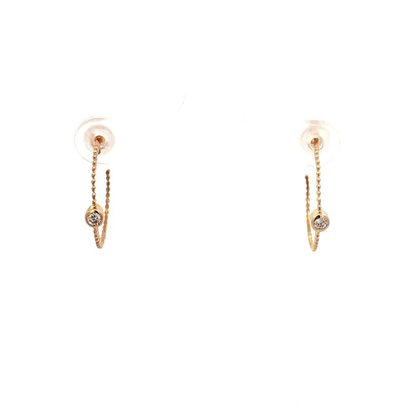 【ふるさと納税】＜ 甲府ジュエリー ＞ ピアス ジュエリー レディース アクセサリー ダイヤモンド 計0.1ct 一粒ダイヤ K10 イエローゴールド フープ ポスト式 シンプル ベーシック ギフト プレゼント ジュエリーケース付 保証書付 k001-785 サムネイル2