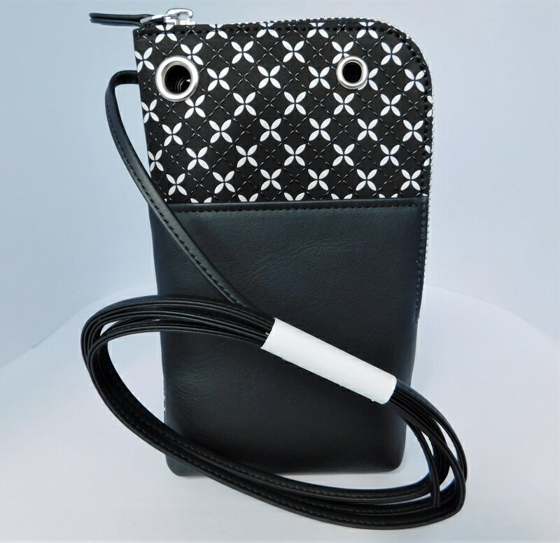 【ふるさと納税】小物入れ スマホポシェット 印伝 鹿革 甲州印伝 そよか 革 工芸品 黒 白 k001-386 サムネイル2