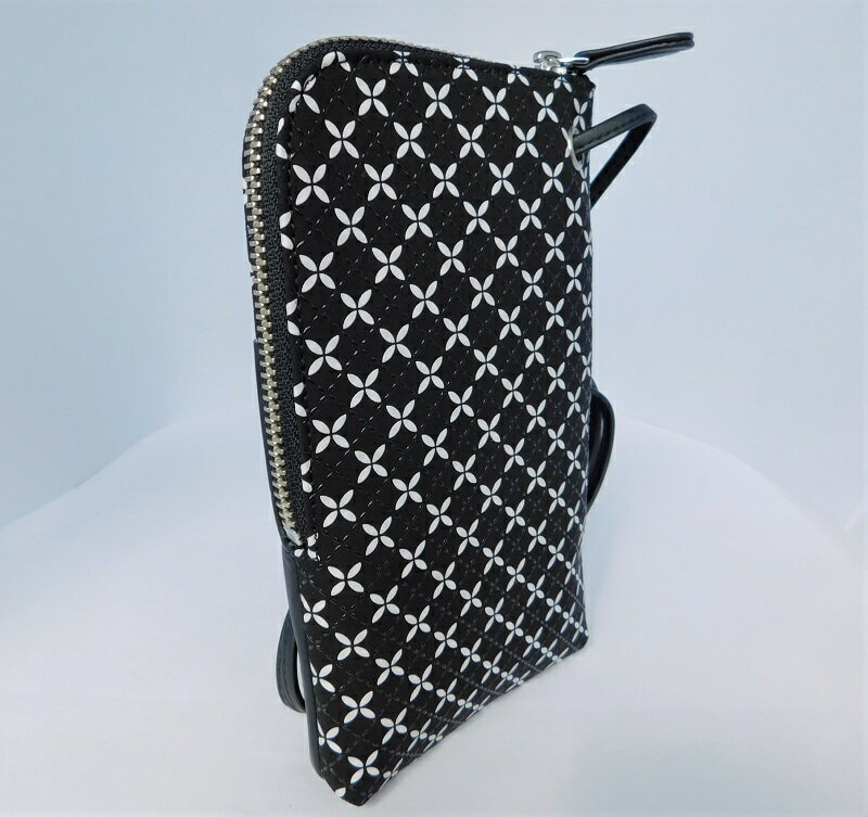 【ふるさと納税】小物入れ スマホポシェット 印伝 鹿革 甲州印伝 そよか 革 工芸品 黒 白 k001-386 サムネイル3