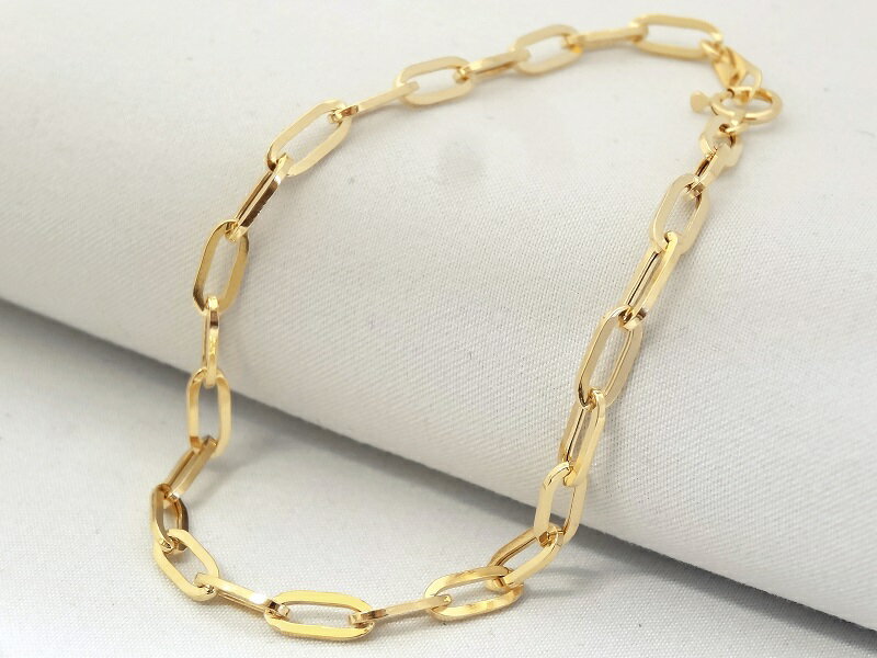 【ふるさと納税】＜ 甲府ジュエリー ＞ ブレスレット K18 レディース アクセサリー シンプル イエローゴールド チェーン クール ペーパークリップ ギフト プレゼント 誕生日 贈り物 ラッピング 保証書付 k001-418 サムネイル2
