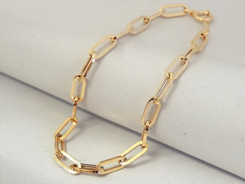 【ふるさと納税】＜ 甲府ジュエリー ＞ ブレスレット レディース K18 アクセサリー シンプル イエローゴールド チェーン クール ペーパークリップ ギフト プレゼント 贈り物 ラッピング 保証書付 k001-419 サムネイル2
