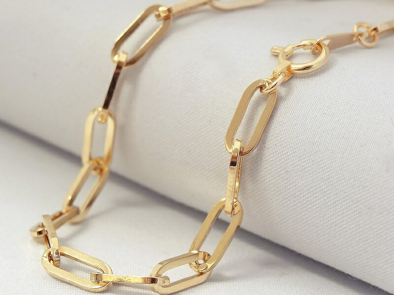 【ふるさと納税】＜ 甲府ジュエリー ＞ ブレスレット レディース K18 アクセサリー シンプル イエローゴールド チェーン クール ペーパークリップ ギフト プレゼント 贈り物 ラッピング 保証書付 k001-419 サムネイル3