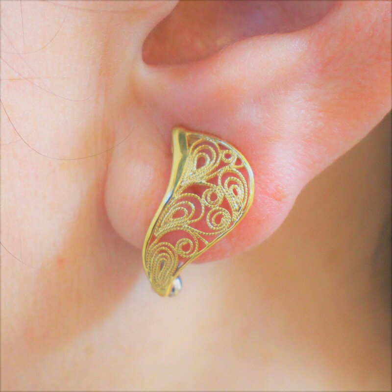 【ふるさと納税】＜ 甲府ジュエリー ＞ イヤリング ピアリング ピアス見え レディース ジュエリー アクセサリー シルバー リバーシブル 金 銀 葉 葉っぱ モチーフ ギフト プレゼント誕生日 贈り物 ラッピング ケース付 保証書付 k001-450 サムネイル3