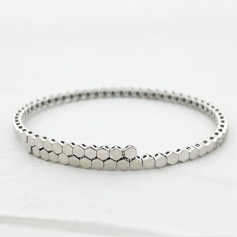 【ふるさと納税】＜ 甲府ジュエリー ＞ ブレスレット ダイヤモンド プラチナ 950 K18 イエローゴールド ピンクゴールド 1カラット バングル ハニカム 形状記憶 誕生日 ギフト プレゼント ラッピング ケース付 鑑別書付 保証書付 k001-529 サムネイル3