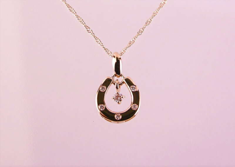 【ふるさと納税】＜ 甲府ジュエリー ＞ ネックレス ペンダント ジュエリー レディース アクセサリー K18 ピンクゴールド 天然 ダイヤモンド 6石 計0.07ct 馬蹄 ホースシュー ギフト プレゼント ラッピング 誕生日 ジュエリーケース付 保証書付 k001-537 サムネイル2