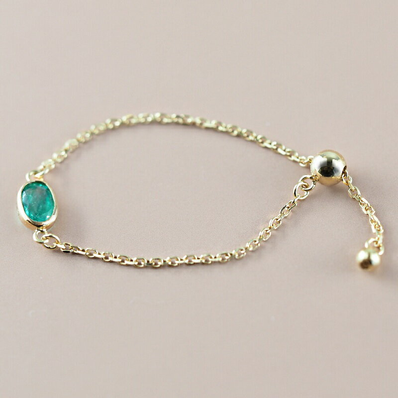 【ふるさと納税】 リング 指輪 ジュエリー チェーンリング レディース アクセサリー 天然石 エメラルド 0.2カラット K18 YG イエローゴールド ファラオ フリーサイズ シンプル ラッピング ギフト プレゼント ジュエリーケース ショッパー 保証書付 k001-589 サムネイル2