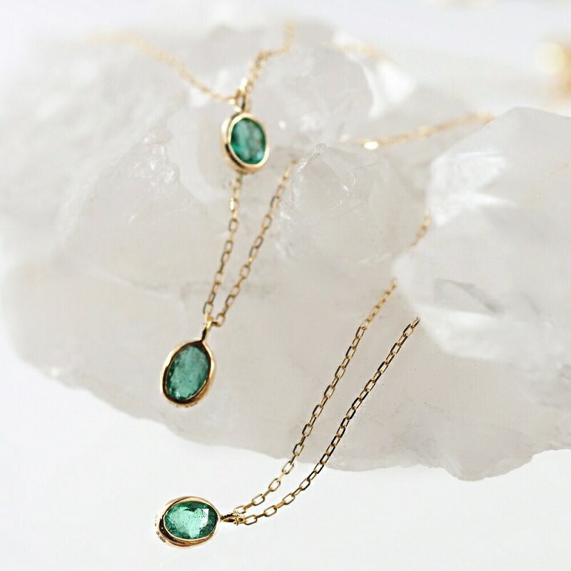 【ふるさと納税】＜ 甲府ジュエリー ＞ ネックレス ペンダント エメラルド K18 レディース ジュエリー アクセサリー 天然 オーバル 40cm ご褒美 誕生石 一粒 ギフト プレゼント 保証書付 ケース付 k001-637 サムネイル3