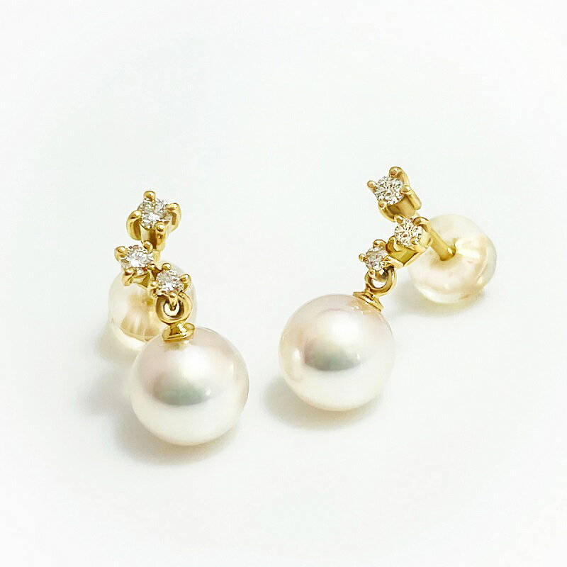 【ふるさと納税】＜ 甲府ジュエリー ＞ ピアス ジュエリー レディース アクセサリー ダイヤモンド 0.12ct K18 YG イエローゴールド アコヤ真珠 パール ギフト プレゼント ジュエリーケース付 鑑別書付 保証書付 k001-657 サムネイル2