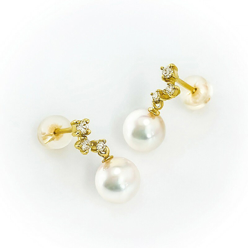 【ふるさと納税】＜ 甲府ジュエリー ＞ ピアス ジュエリー レディース アクセサリー ダイヤモンド 0.12ct K18 YG イエローゴールド アコヤ真珠 パール ギフト プレゼント ジュエリーケース付 鑑別書付 保証書付 k001-657 サムネイル3