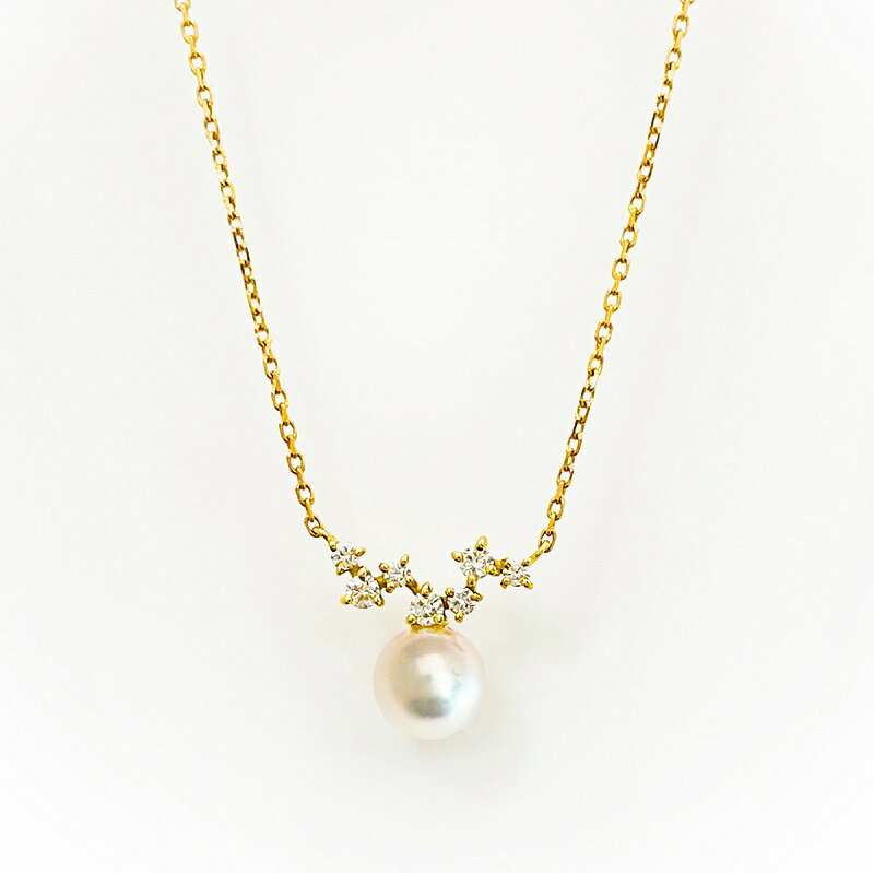 【ふるさと納税】＜ 甲府ジュエリー ＞ ネックレス ペンダント ジュエリー レディース アクセサリー ダイヤモンド 0.09ct アコヤ真珠 1粒パール K18 イエローゴールド ギフト プレゼント 誕生日 ジュエリーケース付 鑑別書付 保証書付 k001-661 サムネイル2