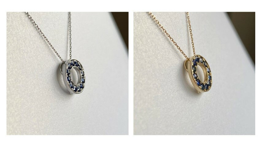 【ふるさと納税】＜ 甲府ジュエリー ＞ ネックレス ペンダント ジュエリー レディース アクセサリー サファイヤ 計0.40ctアップ 選べる地金 プラチナ イエローゴールド PT900 PT850 18金 K18 サークル ギフト プレゼント ジュエリーケース付 鑑別書付 保証書付 k001-732 サムネイル3