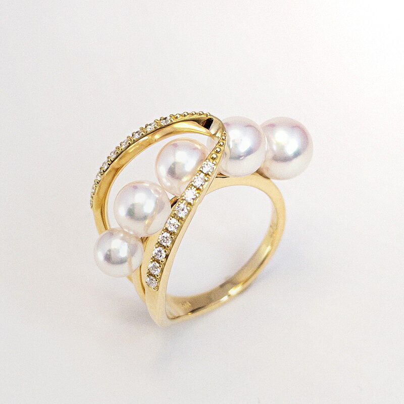 【ふるさと納税】＜ 甲府ジュエリー ＞ リング ダイヤモンド アコヤ 真珠 指輪 ジュエリー レディース アクセサリー パール K18 イエローゴールド ゴージャス 0.16カラット ギフト プレゼント ラッピング ケース付 鑑別書付 保証書付 k001-523 サムネイル3