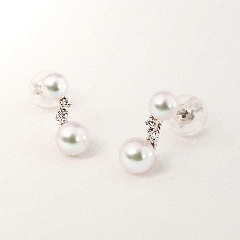 【ふるさと納税】＜ 甲府ジュエリー ＞ ピアス アコヤ真珠 パール ダイヤモンド レディース ジュエリー アクセサリー K18 ホワイトゴールド 0.04カラット ギフト プレゼント ケース付 鑑別書付 保証書付 k001-459 サムネイル3