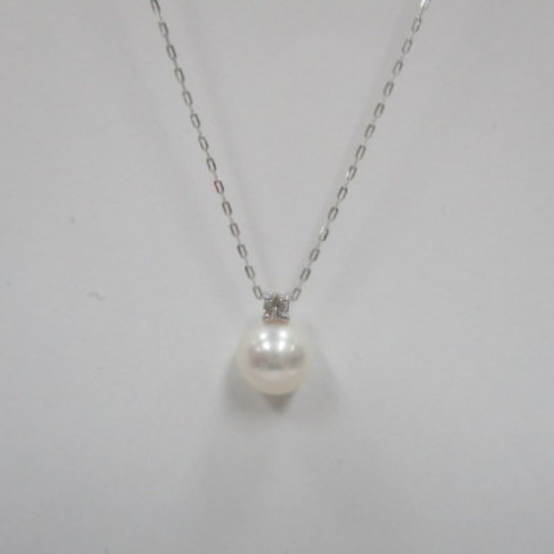【ふるさと納税】＜ 甲府ジュエリー ＞ ペンダント ネックレス ジュエリー レディース アクセサリー ダイヤモンド 0.05ct あこや真珠 K18 ホワイトゴールド シンプル ジュエリーケース付 鑑別書付 保証書付 k072-025 サムネイル2