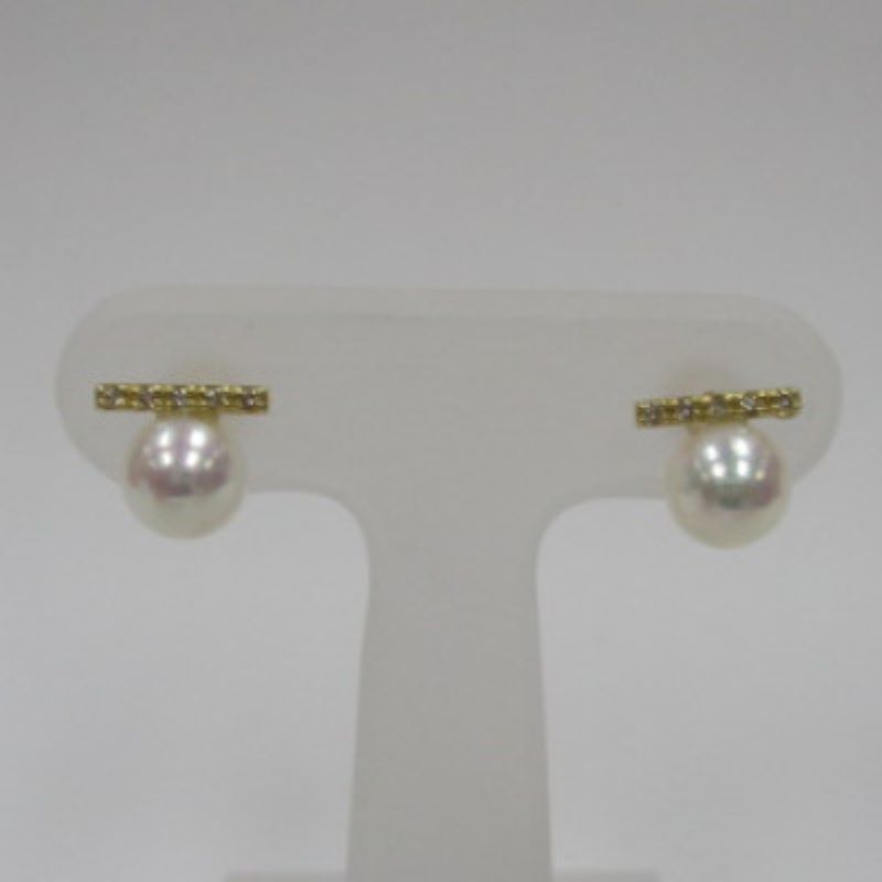 【ふるさと納税】＜ 甲府ジュエリー ＞ ピアス ジュエリー レディース アクセサリー ダイヤモンド 計0.06ct あこや真珠 6.5〜7mm珠 K18 イエローゴールド シンプル ジュエリーケース付 鑑別書付 保証書付 k072-028 サムネイル2