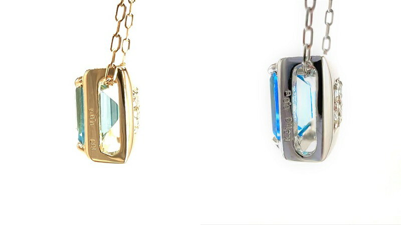 【ふるさと納税】＜ 甲府ジュエリー ＞ ネックレス ペンダント アクセサリー ダイヤモンド ブルートパーズ 18金 ホワイトゴールド イエローゴールド シンプル スクウェア 四角 11月誕生石 記念日 プレゼント 贈り物 鑑別書付 保証書付 k073-013 サムネイル3