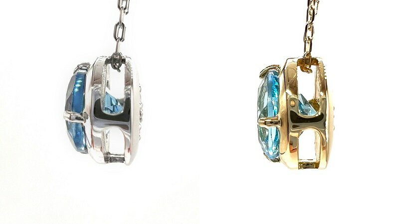 【ふるさと納税】＜ 甲府ジュエリー ＞ ネックレス ペンダント アクセサリー ダイヤモンド ブルートパーズ リバーシブル 18金 ホワイトゴールド イエローゴールド シンプル 円形 丸 11月誕生石 記念日 プレゼント 贈り物 ジュエリーケース付 鑑別書付 保証書付 k073-018 サムネイル3