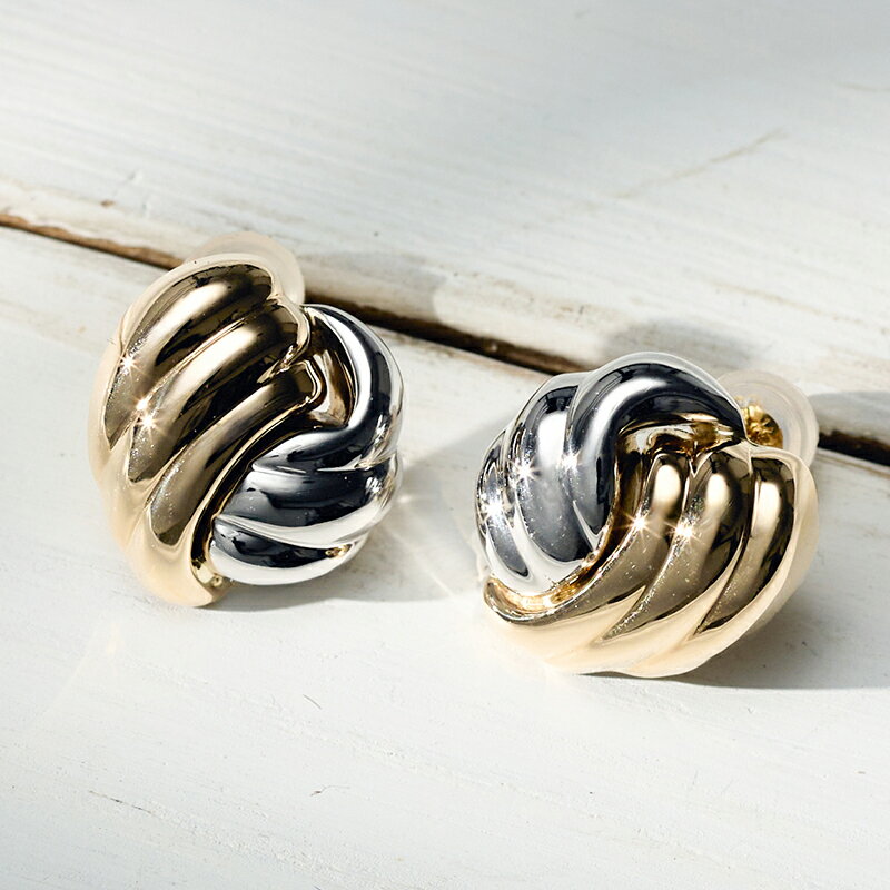 【ふるさと納税】＜ 甲府ジュエリー ＞ ピアス ジュエリー レディース アクセサリー K18 イエローゴールド プラチナ コンビ デザイン スタッド カジュアル フォーマル ギフト プレゼント ジュエリーケース付 保証書付 k094-197 サムネイル2