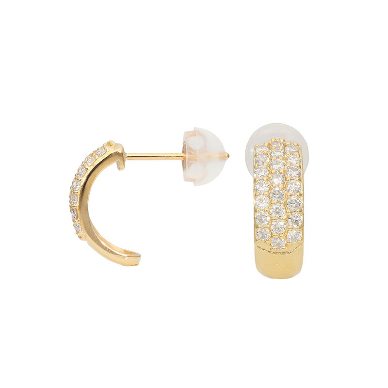 【ふるさと納税】＜ 甲府ジュエリー ＞ ピアス ジュエリー レディース アクセサリー ダイヤモンド 計0.3ct K18 イエローゴールド パヴェ スタッドピアス 存在感 カジュアル セミフォーマル ギフト プレゼント ジュエリーケース付 保証書付 k094-219 サムネイル2