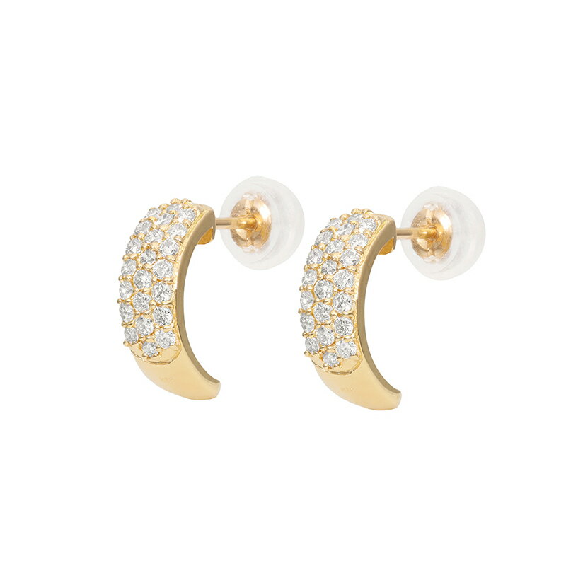 【ふるさと納税】＜ 甲府ジュエリー ＞ ピアス ジュエリー レディース アクセサリー ダイヤモンド 計0.3ct K18 イエローゴールド パヴェ スタッドピアス 存在感 カジュアル セミフォーマル ギフト プレゼント ジュエリーケース付 保証書付 k094-219 サムネイル3