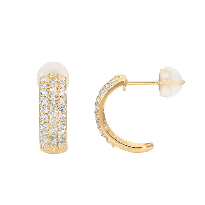 【ふるさと納税】＜ 甲府ジュエリー ＞ ピアス ジュエリー レディース アクセサリー ダイヤモンド 計0.5ct K18 イエローゴールド パヴェ スタッドピアス 存在感 カジュアル セミフォーマル ギフト プレゼント ジュエリーケース付 保証書付 k094-220 サムネイル2