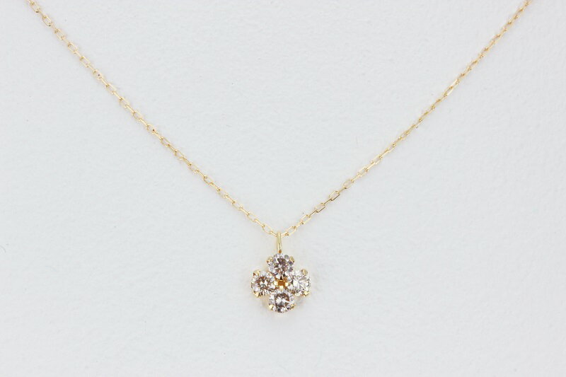 【ふるさと納税】＜ 甲府ジュエリー ＞ ネックレス ペンダント ジュエリー アクセサリー レディース クローバーモチーフ K18 ダイヤモンド 0.30カラット ブラウン ギフト プレゼント ジュエリーケース付 鑑別書付 保証書付 k101-010 サムネイル2