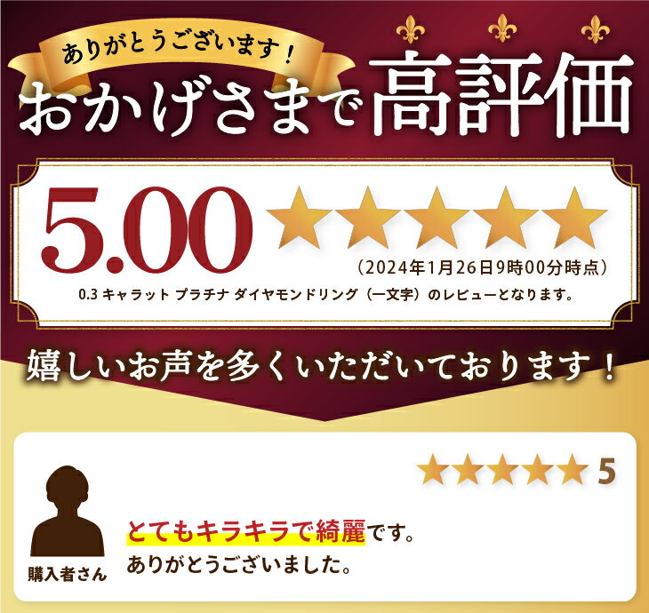【ふるさと納税】＜ 甲府ジュエリー ＞ 【高評価★5.0】 リング 指輪 レディース ジュエリー アクセサリー ダイヤモンド 0.3カラット プラチナ 定番 上品 ギフト プレゼント 贈り物 誕生日 一文字 ジュエリーケース付 鑑別書付 保証書付 k098-012 サムネイル2
