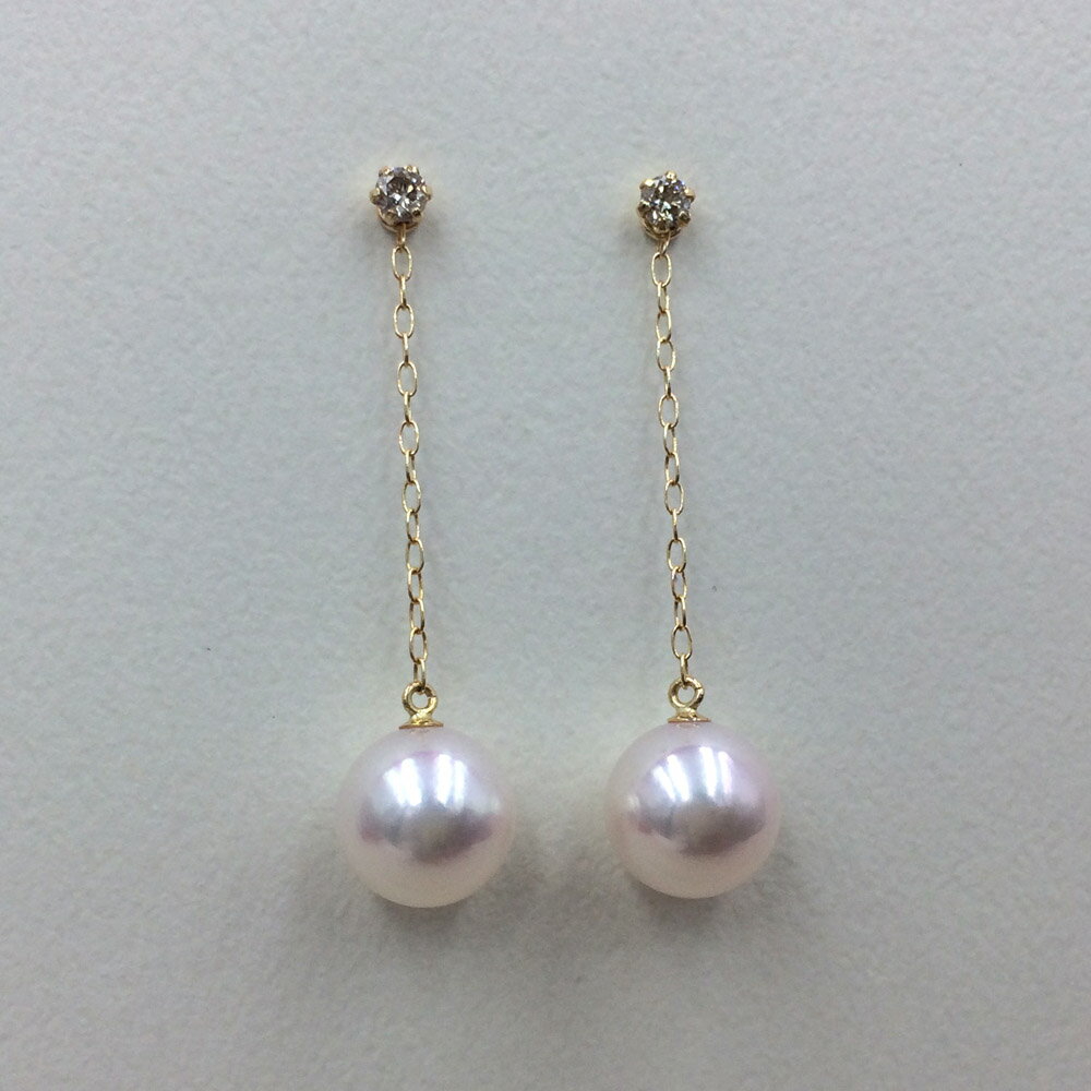 【ふるさと納税】＜ 甲府ジュエリー ＞ ピアス レディース ジュエリー アクセサリー あこや真珠 7.5mm K18 イエローゴールド ダイヤモンド 0.10ct ジュエリーケース付 保証書付 k102-009 サムネイル2