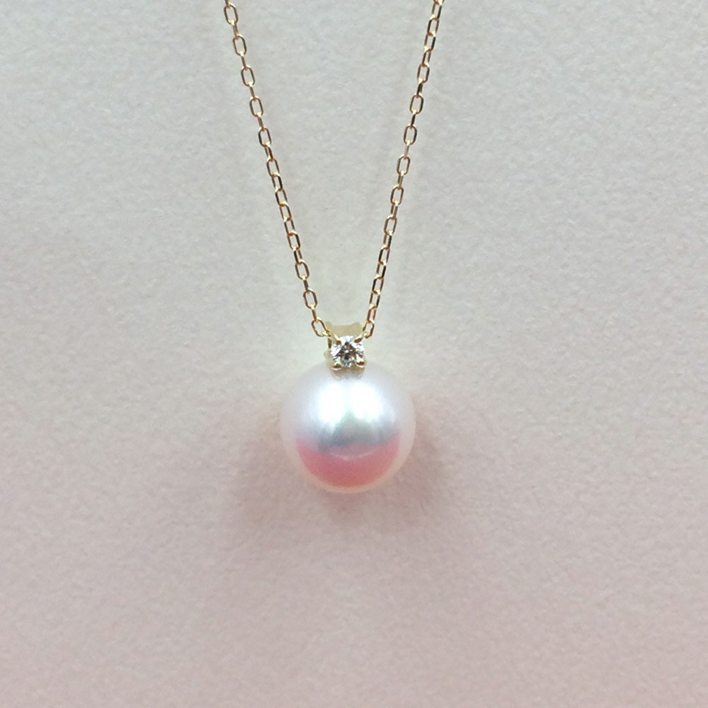 【ふるさと納税】＜ 甲府ジュエリー ＞ ネックレス ペンダント レディース ダイヤモンド ジュエリー アクセサリー アコヤ真珠 18金 選べる 地金 イエローゴールド ピンクゴールド ホワイトゴールド アズキチェーン 調節 ジュエリーケース付 保証書付 k102-002 - 画像2