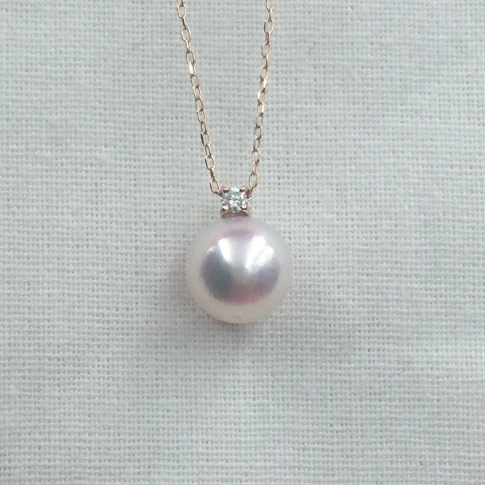 【ふるさと納税】＜ 甲府ジュエリー ＞ ネックレス ペンダント レディース ダイヤモンド ジュエリー アクセサリー アコヤ真珠 18金 選べる 地金 イエローゴールド ピンクゴールド ホワイトゴールド アズキチェーン 調節 ジュエリーケース付 保証書付 k102-002 - 画像3