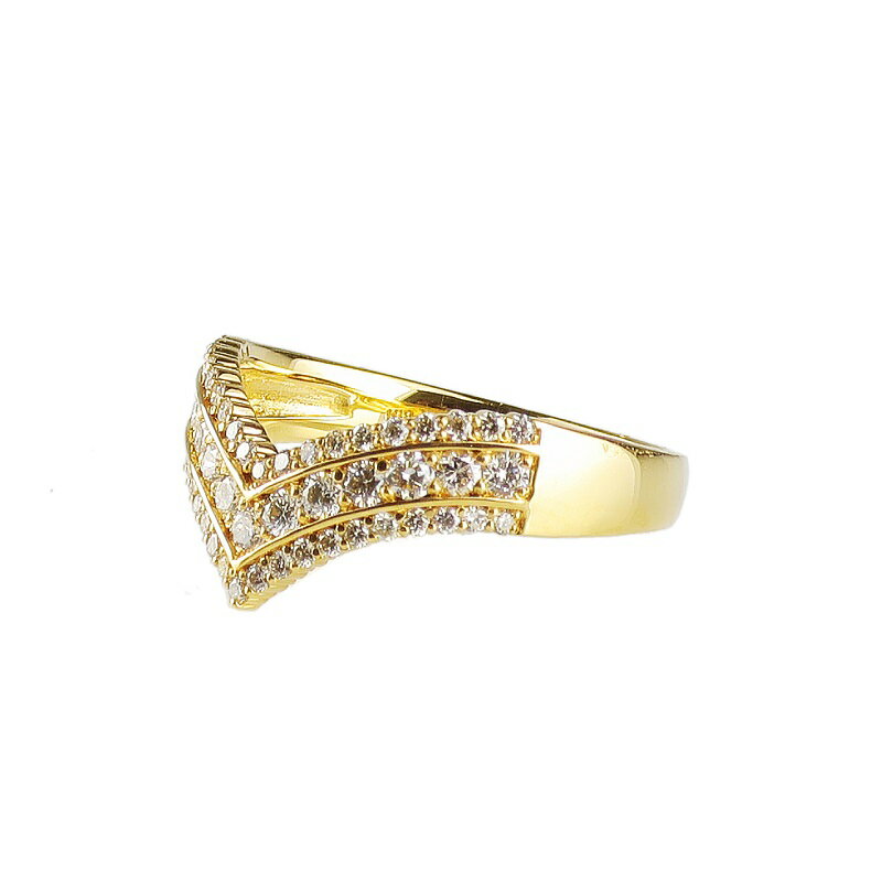 【ふるさと納税】＜ 甲府ジュエリー ＞ リング 指輪 ジュエリー アクセサリー レディース ダイヤモンド 0.5ct パヴェリング K18 V字 天然ダイヤ ジュエリーケース付 鑑別書付 保証書付 k120-042 サムネイル3