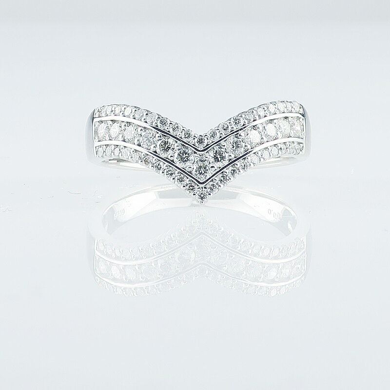 【ふるさと納税】＜ 甲府ジュエリー ＞ リング 指輪 レディース プラチナ PT950 ダイヤモンド ジュエリー アクセサリー V字 パヴェリング 0.5ct 天然ダイヤ ジュエリーケース付 鑑別書付 保証書付 k120-043 サムネイル2