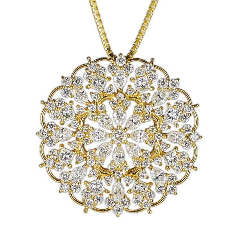 【ふるさと納税】＜ 甲府ジュエリー ＞ ペンダント ダイヤモンド ネックレス ジュエリー アクセサリー レディース 1.4ct K18 イエローゴールド ステンドグラス イメージ ギフト プレゼント ジュエリーケース付 鑑別書付 保証書付 k120-059 サムネイル2