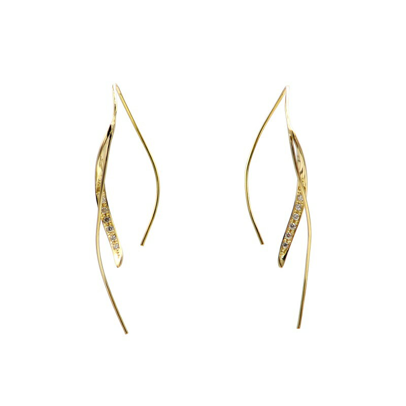【ふるさと納税】＜ 甲府ジュエリー ＞ ピアス ジュエリー アクセサリー レディース K18 イエローゴールド ダイヤモンド 計0.08カラット カーブアメリカンピアス ギフト プレゼント 保存用巾着付 鑑別書付 保証書付 k115-016 サムネイル2