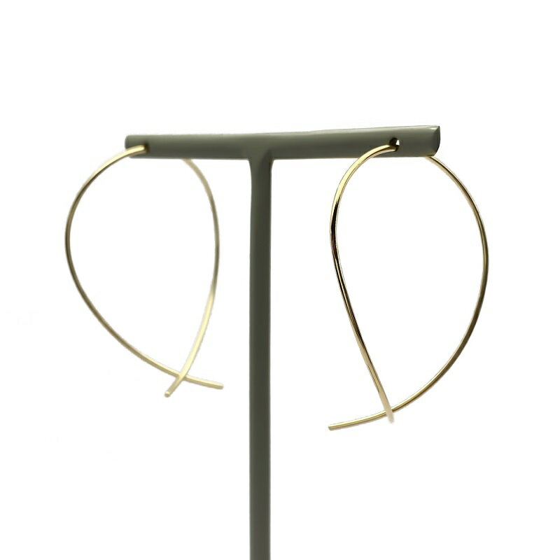 【ふるさと納税】＜ 甲府ジュエリー ＞ ピアス ジュエリー レディース アクセサリー K14 ゴールドフィルド ドロップフープピアス ツユ型 モチーフピアス シンプル 上品 大人 ギフト プレゼント 巾着付 保証書付 k115-071 サムネイル3