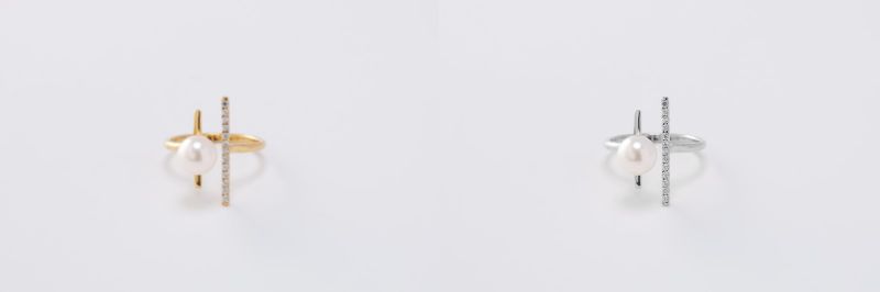 【ふるさと納税】＜ 甲府ジュエリー ＞ 指輪 リング ジュエリー アクセサリー レディース ダイヤモンド 0.13ct アコヤ真珠 フリーサイズ 11号〜13号相当 選べる地金 K18 イエローゴールド PT950 プラチナ 縦長 ギフト プレゼント ジュエリーケース付 保証書付 k118-138 サムネイル2