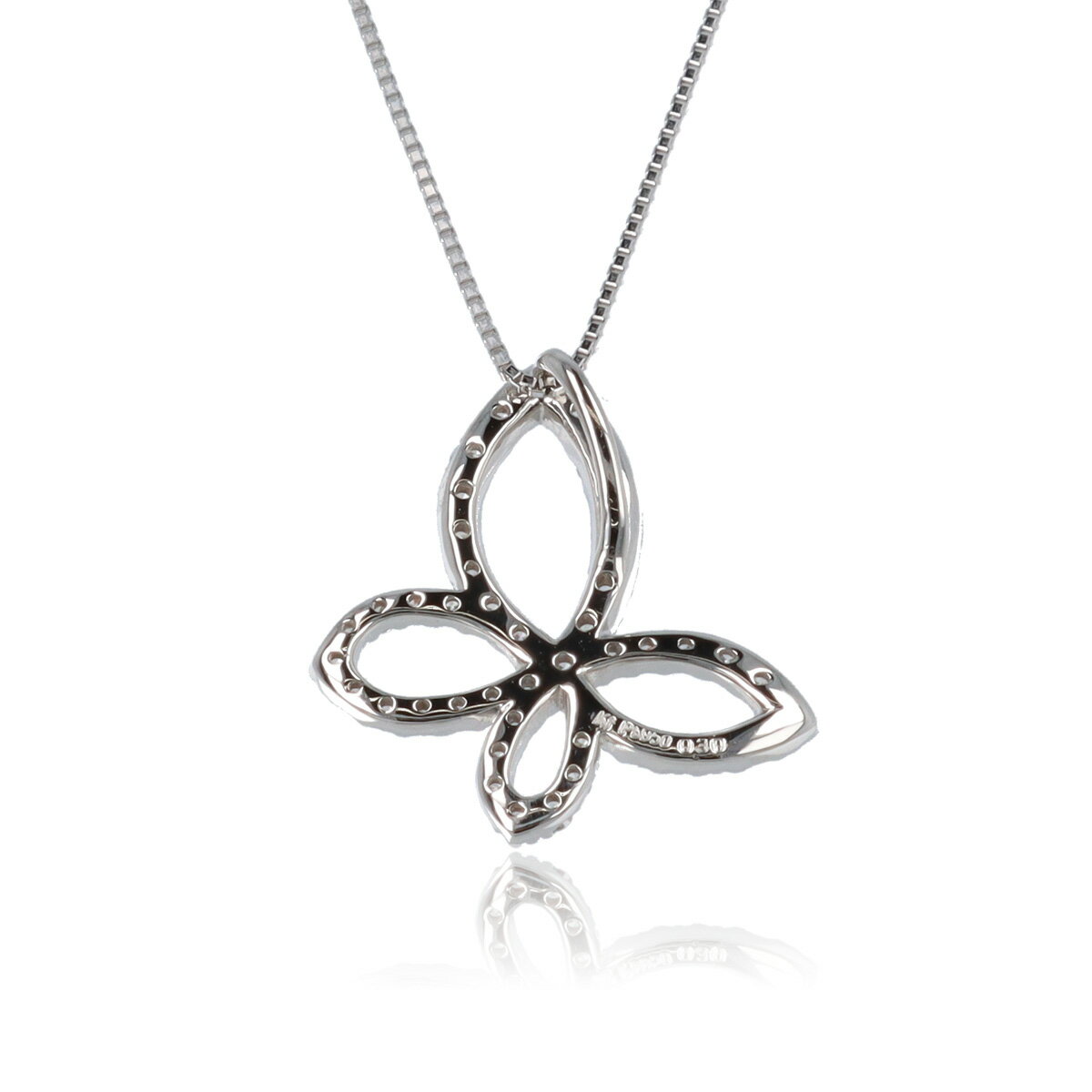 【ふるさと納税】＜ 甲府ジュエリー ＞ ネックレス ペンダント レディース ジュエリー アクセサリー ダイヤモンド 0.30ct プラチナ バタフライ スライド式 アジャスター付き 45cm ジュエリーケース付 ギフト プレゼント 鑑別書付 保証書付 k122-036 サムネイル2