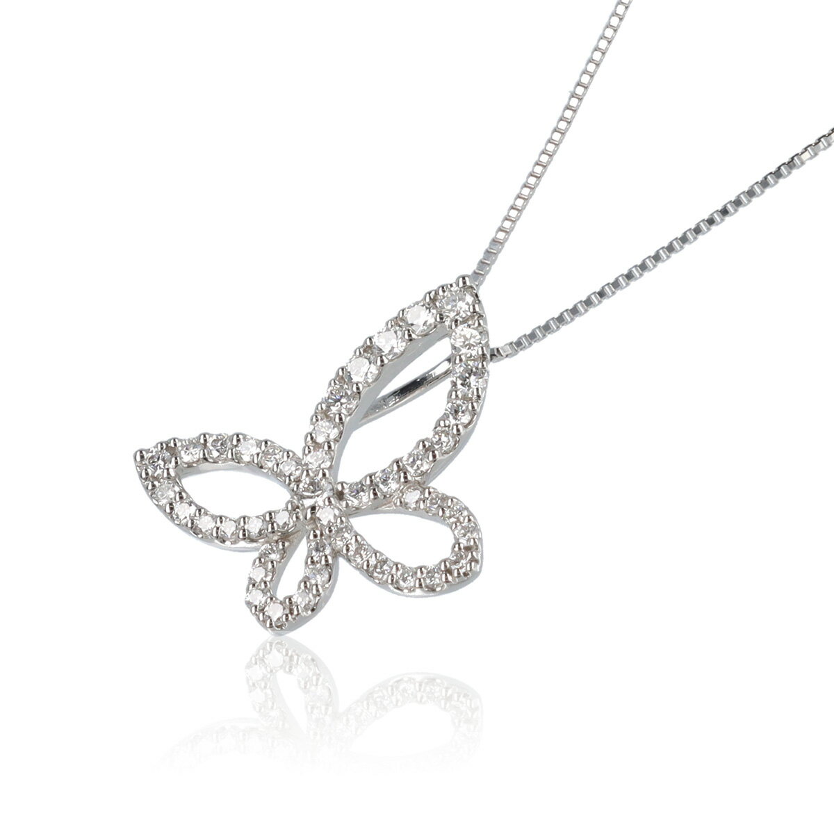 【ふるさと納税】＜ 甲府ジュエリー ＞ ネックレス ペンダント レディース ジュエリー アクセサリー ダイヤモンド 0.30ct プラチナ バタフライ スライド式 アジャスター付き 45cm ジュエリーケース付 ギフト プレゼント 鑑別書付 保証書付 k122-036 サムネイル3