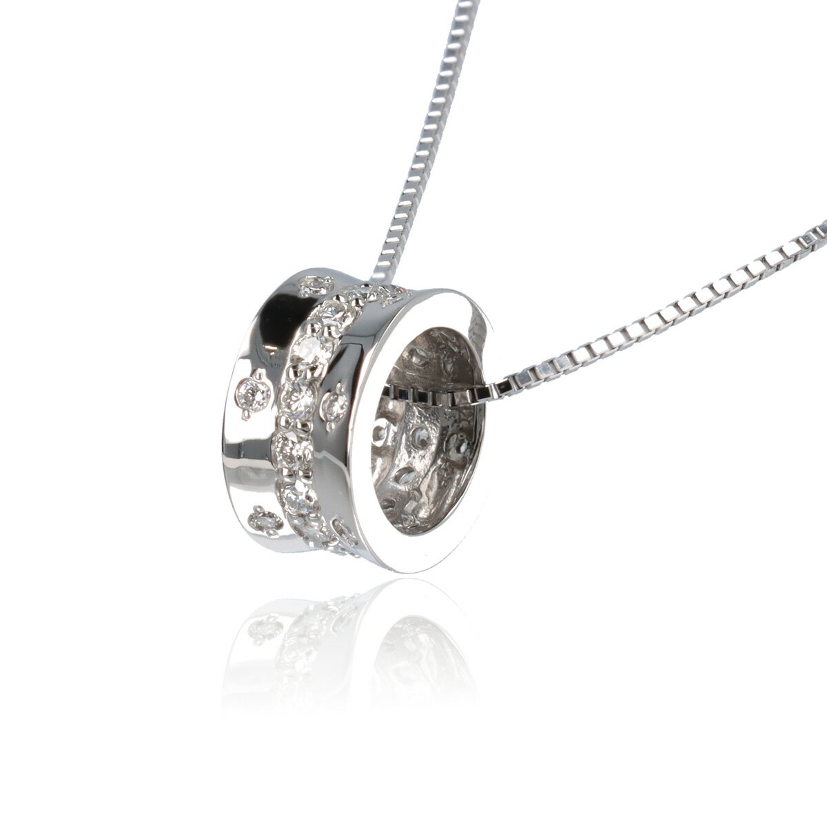 【ふるさと納税】＜ 甲府ジュエリー ＞ ネックレス ペンダント レディース ジュエリー アクセサリー ダイヤモンド 0.28ct プラチナ リング状 スライド式 アジャスター付き 45cm ジュエリーケース付 ギフト プレゼント 鑑別書付 保証書付 k122-047 サムネイル2