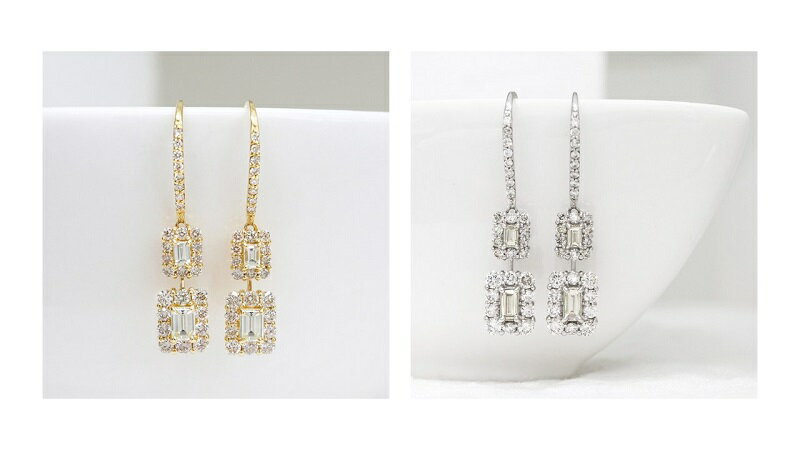 【ふるさと納税】＜ 甲府ジュエリー ＞ ピアス ダイヤモンド ジュエリー レディース アクセサリー フック 計1.0ct バゲットカット 選べる地金 PT950 プラチナ K18 イエローゴールド ギフト プレゼント ジュエリーケース付 鑑別書付 保証書付 k109-051 サムネイル2
